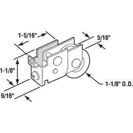 Prime-Line Products N 6624 Prime Line Bottom Mount Concave Edge Door Roller Assembly, 1-1/8 in Dia X 5/16 in W, Steel, Mill
