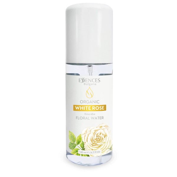 Essences Bulgaria | Organic White Rose Floral Water 4.7 Fl Oz | 140ml | Rosa alba | 100% Pure and Natural | Anti-Age Refreshing Beauty Mist | Alcohol-Free | Makeup Remover | Hydrating | Vegan