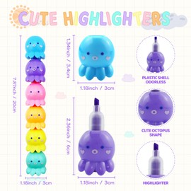 YETOOME 12 PCS Colorful Octopus Shaped Highlighter Pastel Highlighter Set Cute Octopus Highlighter Stackable Markers for Adults Kids Students Writing Graffiti School Office Supplies