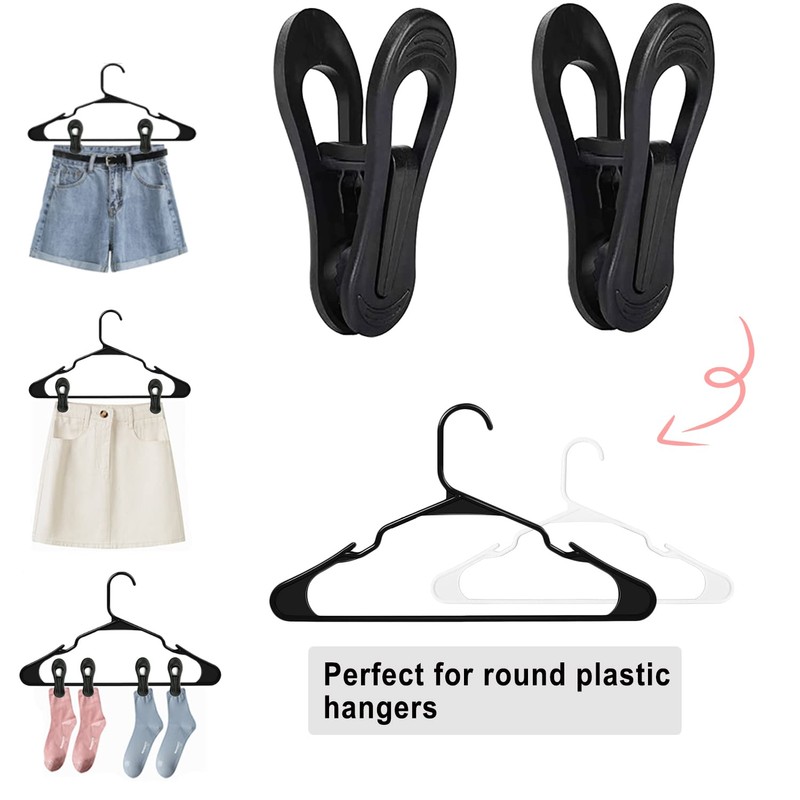 TOFIIGREM Black Hanger Clips 60 PCS, Multi-Purpose Plastic Clips Perfect
