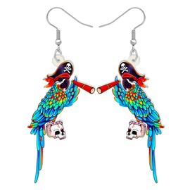 WEVENI Acrylic Macaws Parrot Earrings Bird Dangle Drop Colorful Jewelry Gift For Women Girls Summer Spring Charms Accessories (Pirate C)