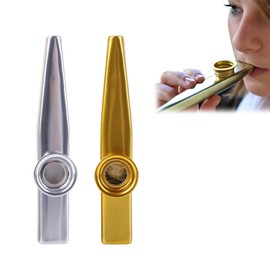 Kazoo Metal, Kazoo Instrument, Cazou, Kasoo, Kazoo Kids, Kasouza, Kazu, Gold + Silver, Kazoo Instrument Made of Aluminium Alloy, Kazoo for Children, Gift, Accompaniment