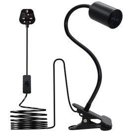 Clip on Lamp,Clip on Desk Lamp,Clip on Lamp Holder With 220CM Cable,9MM&350MM Thickened Lengthened Gooseneck Clamp Light,360 Degree Adjustable Flexible Desk Lamp,Clamp 0n Bedside Light for Offices