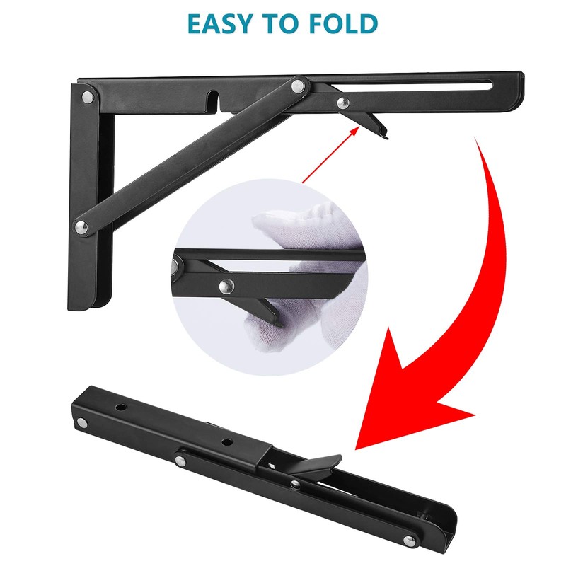Folding Shelf Brackets 10 Inch, Heavy Duty Metal Triangle Table