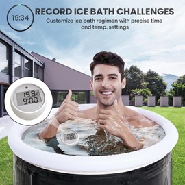 Cold Plunge Thermometer & Timer | Ice Bath Thermometer Timer | Waterproof Ice Bath Thermometer Time | Floating Thermometer For Ice Bath Waterproof IP67 | Cold Plunge Thermometer & Timer