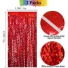 2Pcs Red Wave Fringe Curtain HADEEONG 3.28ft x 6.56ft Tinsel
