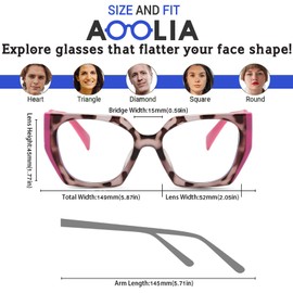 AOOLIA Cat Eye Reading Glasses for Women Vintage Dual-color Full Rim Multicolor Blue Light Blocking Reader Eyeglasses (Pink, 2.25, x)