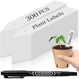 Dalzom® 300 piezas de etiquetas de 4" para plantas con marcador, etiquetas de plantas de plástico impermeables para plántulas al aire libre, marcadores de jardín, etiquetas de semillas para jardín de