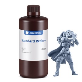 ANYCUBIC Standard 3D Printer Resin Plus, 405nm SLA Fast UV-Curing Resin, High Precision & Rapid Photopolymer for 8K/14K/16K Capable LCD/DLP/SLA 3D Printing (Gray, 1000g)