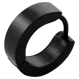 PUREgrey 1 Pair (2 Pieces) Folding Hoop Earrings Stainless Steel Black Straight / Round Matte / Shiny 13/4 mm, Stainless Steel, No Gemstone