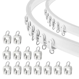 TOKPLNU Curtain Track Rollers, Flexible Bendable Curtain Track Glider 40 Pack White Drapery Runners for Window Shower Curtain