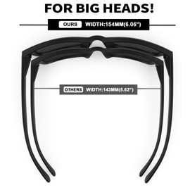 MAXJULI XXL Size Double Extra Large Z87 Sunglasses for Big Wide Heads Men TR90 Ultralight UV400 Protection Glasses (Dark Black)