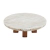 Mud Pie Marble Wood Pedestal Stand, 3 1/4" x 10