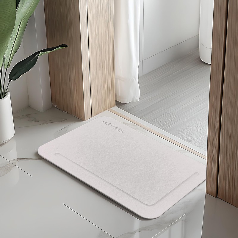 MANAZIL Large Grey Stone Bath Mat – Quick-Dry, Non-Slip Diatomaceous