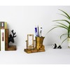 Music-Themed Pencil Holder with Hourglass, Resin Desktop Organizer for Office