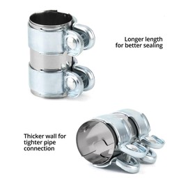 QWORK Stainless Steel 2" Lap Joint Exhaust Band Clamp - 2 Pack Universal Fitment, Bolt Fastening for Secure Sealing, for Mufflers, Downpipes, and Catback Systems, Anti-Corrosion, No Welding Required