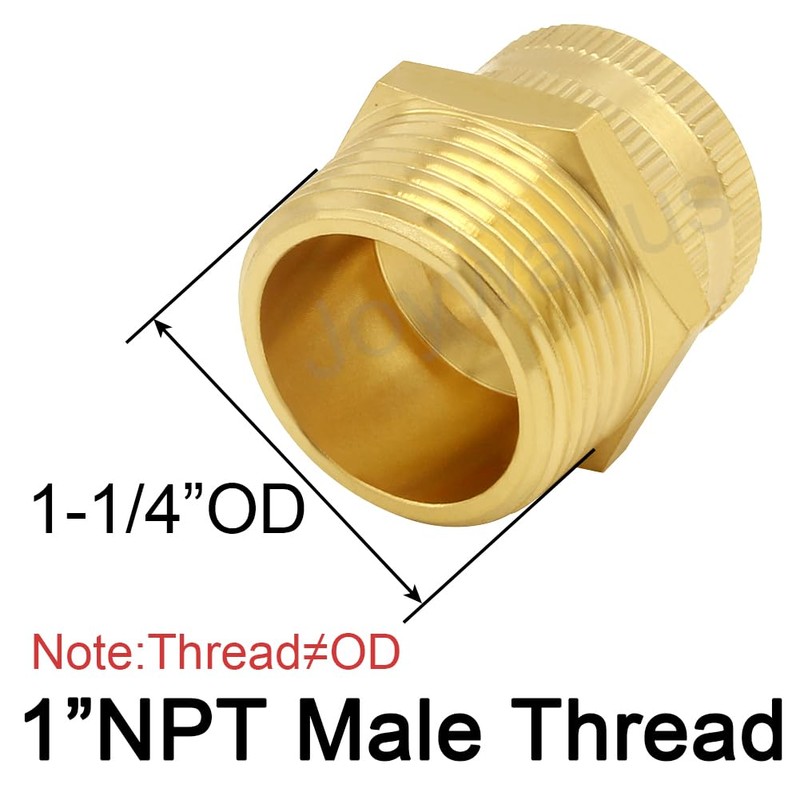 Joywayus Brass 3/4" GHT Female x 1" NPT Male Thread