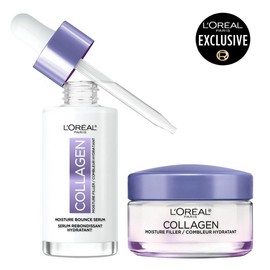 L’Oréal Paris Collagen Daily Face Moisturizer & Moisture Bounce Serum Bundle for All Skin Types | Lightweight, Non-Greasy, 8% Pure Collagen for Radiant Hydration