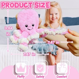 LoYuSenn 8" Pink Octopus Stuffed Animals for Girls, Soft Plush Toy, Party Favors for Kids, Cute Stuffed Sea Animal Plush Toy Octopus Plushies for Home Decor, Birthday Gifts, Ocean Themed Party Favors