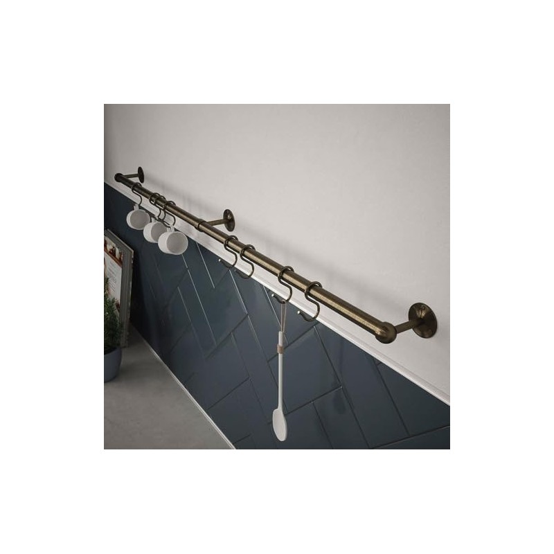 Forgeworks Stainless Steel Utensil Rail Kit, 100cm, Antique Brass