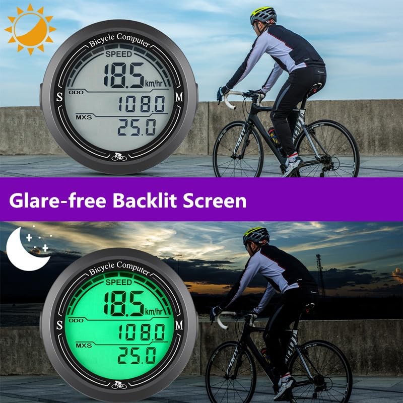 EXGUEACK Bike Computer Wired, 19 Functions Bicycle Speedometer and Odometer