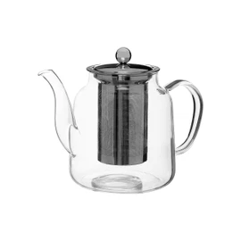 Premier Housewares High Borosilicate Teapot, 1000 ml, with Strainer, 14 x 17 x 13 cm