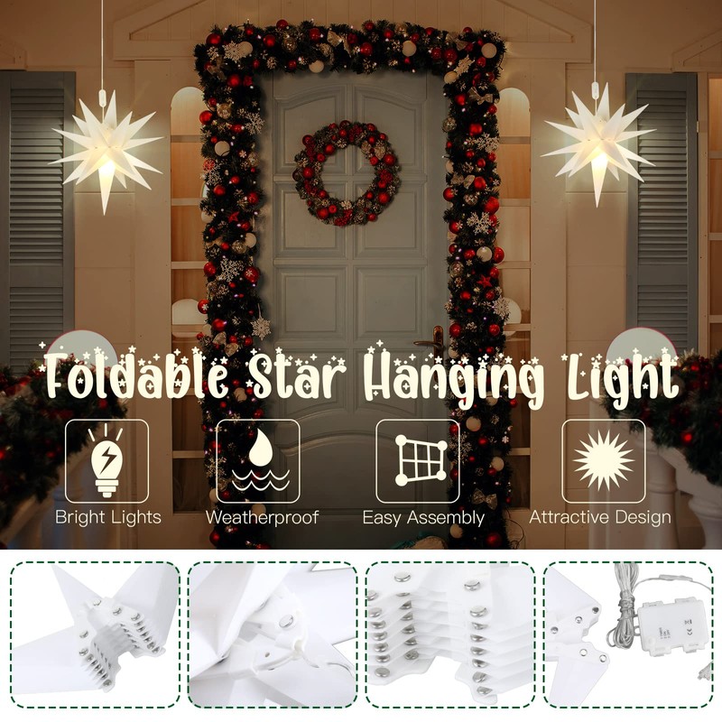 Kingdder 8 Pieces Moravian Star Light LED 3D Star Hanging
