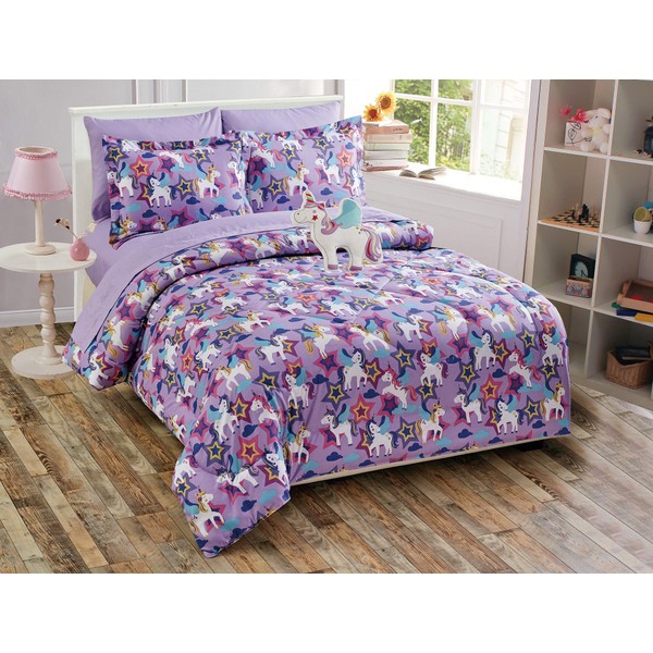 Fancy Linen Boys Girls Characters Comforter Set New (Unicorn Purple