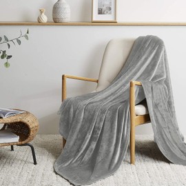 BEDELITE Blanket, Semi-Double, Anti-Static, Warm, Autumn/Winter, Microfiber, Flannel Blanket, Soft, Washable, Air Conditioning, Fluffy, Nap, Gift, Light Gray, 63.0 x 78.7 inches (160 x 200 cm)