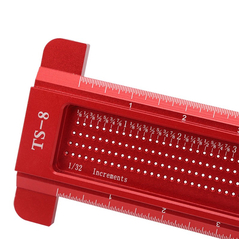 TS-8 Woodworking Hole Ruler Aluminum T shaped Measuring Tool Mini