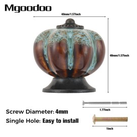 Mgoodoo Pumpkin Drawer Knobs Pull Handles Made of Ceramic with Leopard Print for Kitchen Bathroom Cupboards (Blue,1001A) 10pc