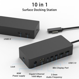 Surface Dock,Surface Docking Station with 90W Power Supply, 2 X Mini DP, 4 USB3.0, 3.5mm Audio Output Compatible with Surface Pro 8/X/7/6/4/3/2017, Laptop 4/3/2, Laptop go, Surface Book 2/Book, Go