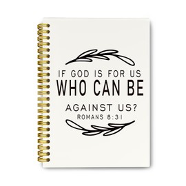 THDSE Minimalist Christian Bible Notebook Joural, Christian Spiral Notebook for Women, Retro Church Notes Notebook Romans 8:31, Scriputure Hardcover Spiral Notebooks College Ruled 5.5 x 8.3