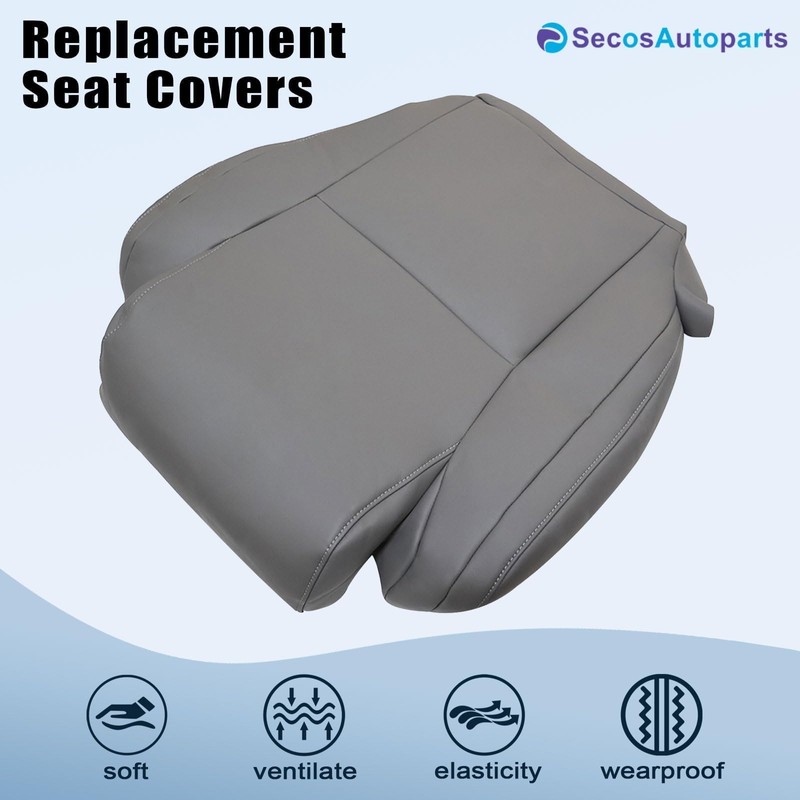 SecosAutoparts Driver & Passenger Side Bottom Replacement Leather Seat Covers