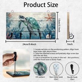 DelORIGIN Key Holder Sea Turtle Ocean Motif Wood