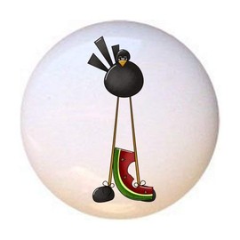Primitive Black Crow from Birdie Bops II Country Bird Collection - DECORATIVE Glossy CERAMIC Cupboard Cabinet PULLS Dresser Drawer KNOBS