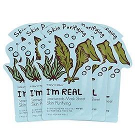 TONYMOLY I’m Real Mascarilla Facial de Algas Marinas 5 Pzs Purificante e Hidratante Coreana