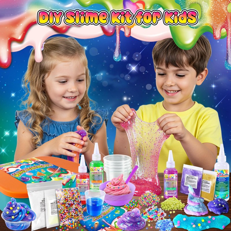 DIY Slime Kit for Girls, Glitter Galaxy Slime Making Kit