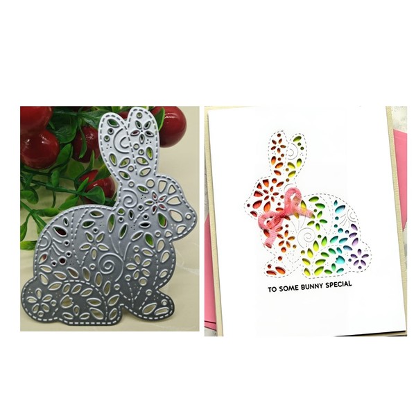Qoiseys Rabbit Easter Cutting Stencil Die Cutting Craft Embossing Stencil for DIY Scrapbooking Photo Album Decorative Paper Craft Embossing Folder