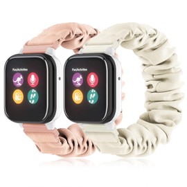Folavii 2 Pack Stretchy Scrunchie Band Compatible with Gizmo Watch 3 2 1/Gabb Watch 3 2 1/SyncUP Kids Watch & Cosmo JrTrack 3/2 SE/2/JrTrack Band, 20mm Cute Elastic Fabric Wristbands for Boys Girls