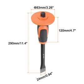 sourcing map Masonry Chisel 11.4" Flat Head with Hand Guard Protection Flat Chisel Rock Concrete Mortar Stone Chisel for Stone Brick Breaking Carving Demolishing Splitting