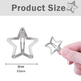 RYMAUP® Pack of 15 Star Hair Clips, Hair Clips, Y2K Hair Clips for Girls, Headdress, Non-Slip Metal Star Hair Accessories for Women and Girls, Silver