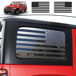 SFNEOP for Jeep Wrangler JL JLU 2018-2023 2024 (4-Door) Rear Side Car Window Decals,American Flag Stickers for Jeep Wrangler Accessoriess,USA Flag Decal-Matte Black