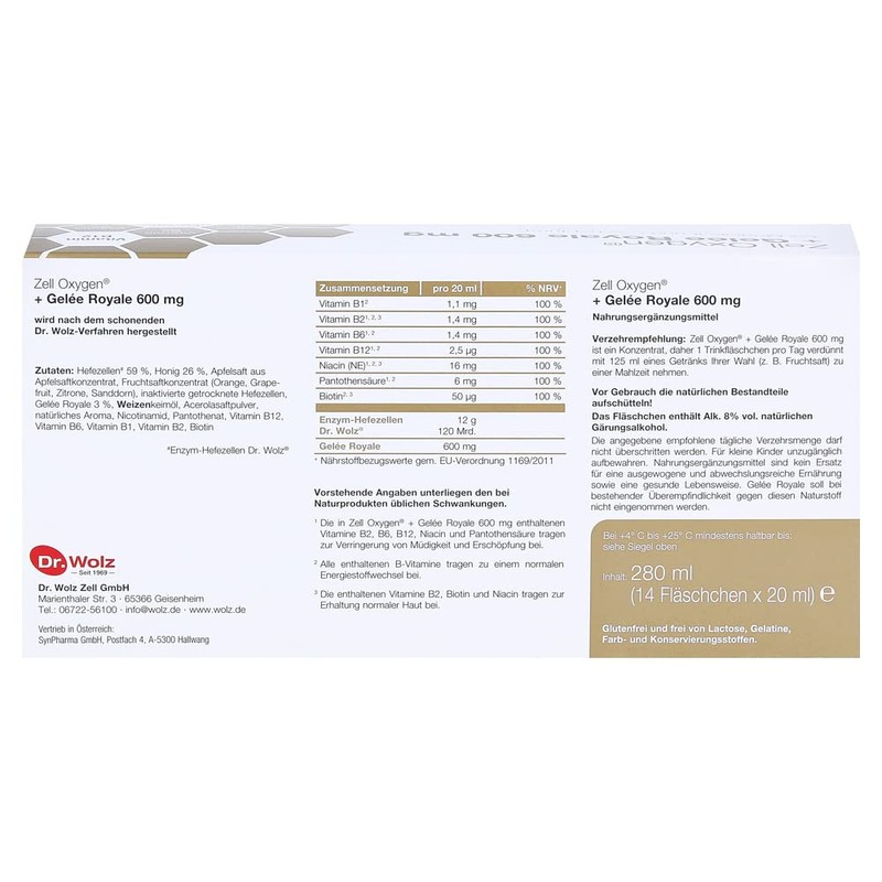 ZELL OXYGEN + Royal Jelly 600 mg Drinking Ampoules 14