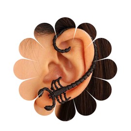 Inilbran Punk Scorpion Cuff Earrings Vintage Scorpion Cuff Wrap Earrings Gothic Scorpion Crawler Climber Earring Punk Scorpion Clip On Statement Cuff Earrings Earrings Jewelry for Women（Black）