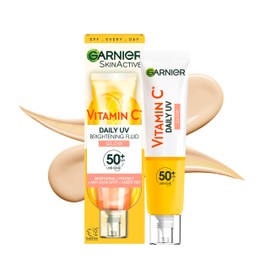 Garnier Vitamin C Daily Sun Fluid, SPF 50+, Protects and Corrects Sun Damage, Balances Skin Tone, for Face & Neck, Vegan, For All Skin Types, Daily UV Glow, 40 ml