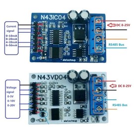 4-20MA0-5V0-10V 4채널 전류전압 아날로그 수집 RS485 Modbus RTU ADC 모듈 [06 0-10MA] 4-20MA0-5V0-10V 4-Channel Current Voltage Analog Collection RS485 Modbus RTU ADC Module [06 0-10MA]
