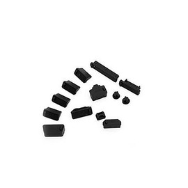 16PCS Dust Plugs Set, Silicon Ports Protective Covers Waterproof Dustproof Caps for Laptop, PC and Phone (Black)