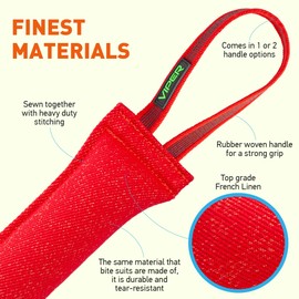 Viper Heavy Duty French Linen Dog Bite Tug Toy - K9 Trainer, Tough and Durable for Dogs Shutzhund IPO K-9 - Red - 12in L x 2in W