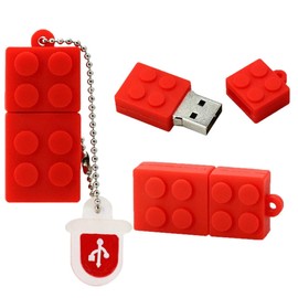 16GB USB Flash Drive - Red Pen Drive - Building Blocks USB Drive - Thumb Drive 16GB (Red)